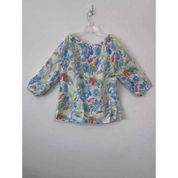 Hester & Orchard Tops - Linen Blend By Hester and Orchard Floral Blouse Large Boho